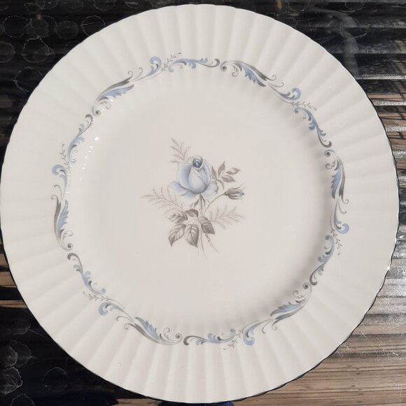 Vintage Paragon Morning Rose Bone China 10 3/4" Dinner Plate Blue Silver Lot (3) - Picture 6 of 7